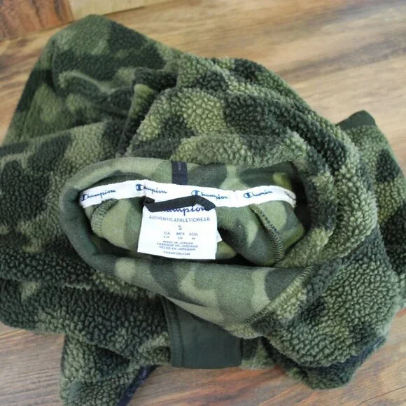 Champion Sherpa Hoodie Fleece Camo Pullover Small - Picture 6 of 6
